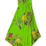 Urban Outfitters Y2K  Pricilla Lace Up Green Floral‎ Satin Dress XS Romantic Boho Photo 0