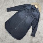 Gap Women’s Longsleeve Utility Denim Shirtdress Pockets Western in Black Wash L Photo 1