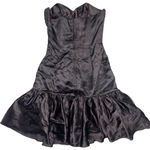 Vintage 80s Steppin Out Strapless Black Cocktail Dress Bow Rhinestone 3 Satin Size undefined Photo 3