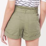 Loft  army green high rise paperbag cuffed hem shorts 0 Photo 1