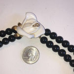 Kenneth Jay Lane Avon Vintage Black Beaded Floral CZ Rhinestone Clasp Necklace Photo 2