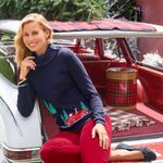 Talbots NWT Christmas Sweater Blue Red Turtleneck Farmhouse S Petite Photo 6