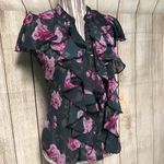 Converse Casual Comfy Purple Floral Sheer Ruffle XS Blouse Photo 2