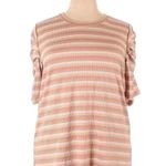 Lane Bryant | Orange & Salmon Stripe Short Sleeve Blouse Ruched Sleeves Size 22 Photo 0