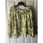 ALEMAIS NEW Leisa Organic Cotton Blouse Green Size 0 Floral Print Retro Photo 3