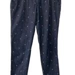 Liz Claiborne Chambray Cotton Anchor Nautical Straight Leg Pants 10 Photo 0