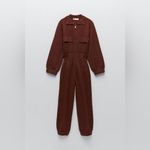 ZARA  Brown Knit Jumpsuit With Pockets - M Photo 1