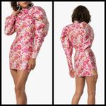 💕ROTATE💕 Number 1 Floral Puff Sleeve Mini Dress ~ Raspberry Rose Combo White Size XS Photo 9