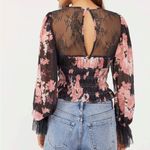 Free People  Floral Lace Ruffle Top Women's Small Photo 1