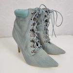 Cape Robbin Mini Womens Boots Size 8 Blue Denim Lace Up Pointed Toe Heel Bootie Photo 54
