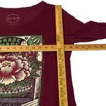 Lucky Brand Women’s Large Long Sleeve Tee Maroon Crewneck Pullover Flower Print Photo 5