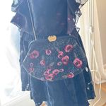 Vintage Style La Regale Beaded Evening Clutch Purse Black Red Floral Photo 0