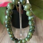 Green Jade Natural Stone Beads Stretchable Bracelet 7" Photo 0