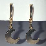 Gold Tone Dainty Dangling Moon Boho Pierced Earrings Photo 4