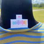 LuLaRoe  Womens Dress‎ Size M Maurine Green Blue Striped Swing Bell Sleeves NEW Photo 3