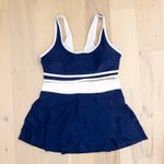 Womens Swim Set Size‎ L Navy White Stripe Skirt Preppy Sporty Coastal Athletic Blue Size L Photo 1