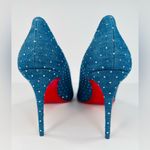 Christian Louboutin Kate Plum Strass 85mm Crystal Blue Denim Pumps Size EU 41.5 Photo 3