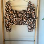 ZARA NWOT  floral crop top shirt sweetheart puff sleeve size small Photo 2