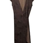 BCBG Max Azria Jersey Wrap Dress Sz S Womens Short Sleeve V-Neck Geometric Brown Photo 0