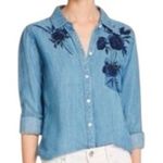Rails Chambray Shirt Button Up Floral Embroidered Long Sleeve EUC Size XS Photo 0