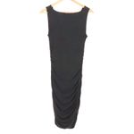 Boston Proper Black Ruched Midi Bodycon Dress LBD NYE Timeless Cowl Neck Size 4 Photo 4