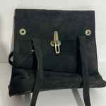 Franchi Black Suede Buckle Front Square Flap Double Handle Shoulder Bag Photo 1