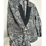 BADGLEY MISCHKA Grey Black Printed Floral 100% Cotton Fitted Charlie Blazer XL Photo 4