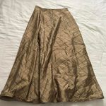 INC Gold beaded diamond silk maxi skirt full skirt stiff hem Size 12 Photo 0