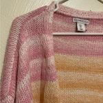 Sincerely Jules Pastel Stripe Cropped Cardigan Pink Yellow Open Front Sweater L Size L Photo 5