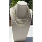 Vintage 3 Strand AB Aurora Borealis Crystal Faceted Beads Style Necklace 15.5” White Photo 1