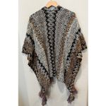 SAACHI Multi Chevron Knit Fringe Duster One Size Gray Size 12 Photo 6