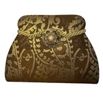 Vintage Victor Costa Made in Hong Kong Gold Jacquard Embellished Shoulder Bag Brown Photo 0