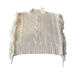 Sage The Label White Cable Knit Fringe Turtleneck Sweater Vest‎ Size Medium Photo 0