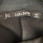 ZARA Slim Straight Mid Rise Ankle Cropped Trouser Flat Front Pockets M Black Photo 6