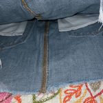 Cello  women's medium denim mini skirt distressed edges light blue zip & button Photo 2