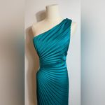NWT Delfi Collective Solie Long Cut Out One Shoulder Dress Teal Sz Small‎ $458 Green Photo 6