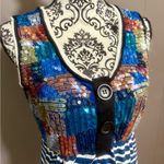 Alberto Makali Sequin Embellished Stripe Tank Top Photo 1