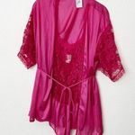 [Vintage] 80s Undercover Wear Pink Floral Lace Lingerie Teddy & Robe Sz Small S Photo 0