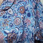 NWT Pomegranate Blue Floral Shifty Shirt Dress Cotton Maxi Belt Button Size XL Photo 2