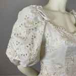 Vintage 1950s Wedding Dress House of Bianchi Southern Belle Basque Waist Bows White Size XS Photo 10