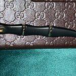 Gucci Square Bamboo Black Horn Sunglasses w/Case Italy Authentic Photo 6