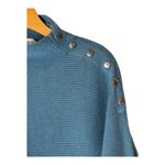 Carmen Marc Valvo Sweater Women Small Blue Ribbed Knit Button Detail Dolman Photo 4