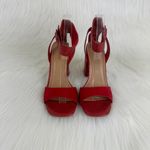 Bamboo  Red Milestone Croc Accent Ankle Strap Chunky Block Heel Sandals Sz 7.5 Photo 4
