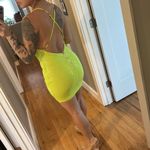 Lime Sequin Mini Dress Yellow Photo 1