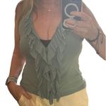 Mine Sexy Ruffled Zip Up Tank Top Size Large Blue Photo 2