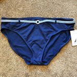 Nautica NEW NWT  Dark Blue Turquoise White Belted Belt Swimwear Bikini BOTTOM 16 Photo 0