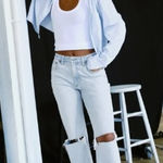 Abercrombie & Fitch Abercrombie Fitch 90s Relaxed Jean High Rise Curve Love Light Raw Hem Destroy 31 Photo 0