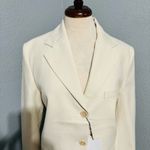 ZARA  Bloggers Favorite Oyster White Lapel Collar Buttoned Cotton Blazer Sz M Photo 9