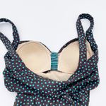 Maxine of Hollywood One Piece Swimsuit Skirt Front Brown Blue Polka Dot Size 10 Photo 3