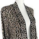 Ruby Rd Fringe Black Brown Abstract Animal Print Cardigan Sweater Size XL Photo 1